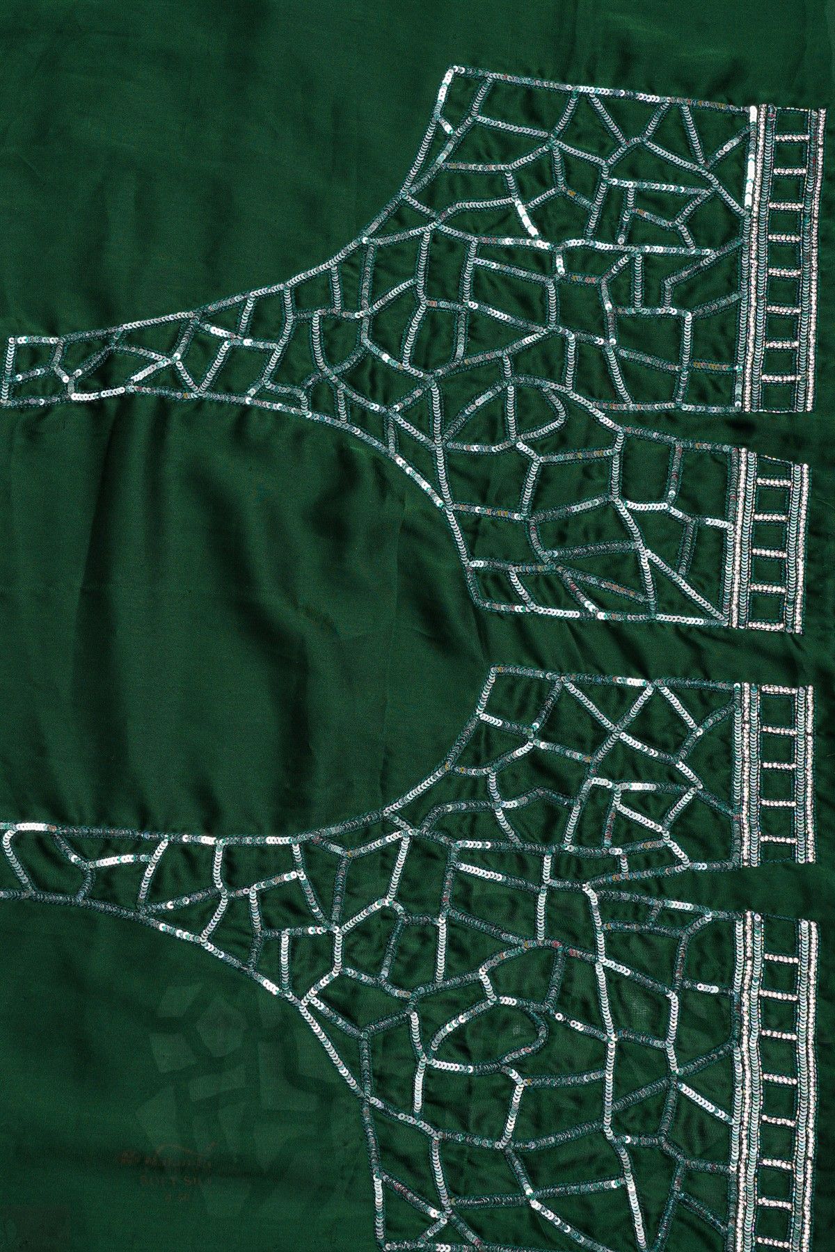 Fancy Crepe Bottle Green Saree