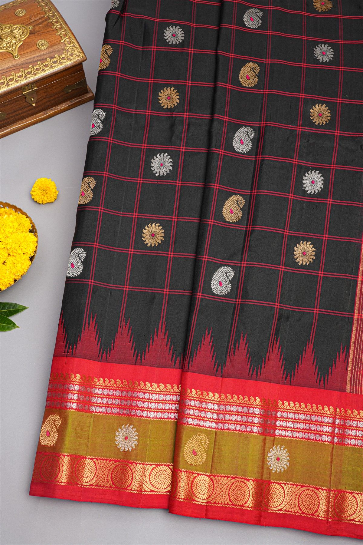 Gadwal Silk Black Saree