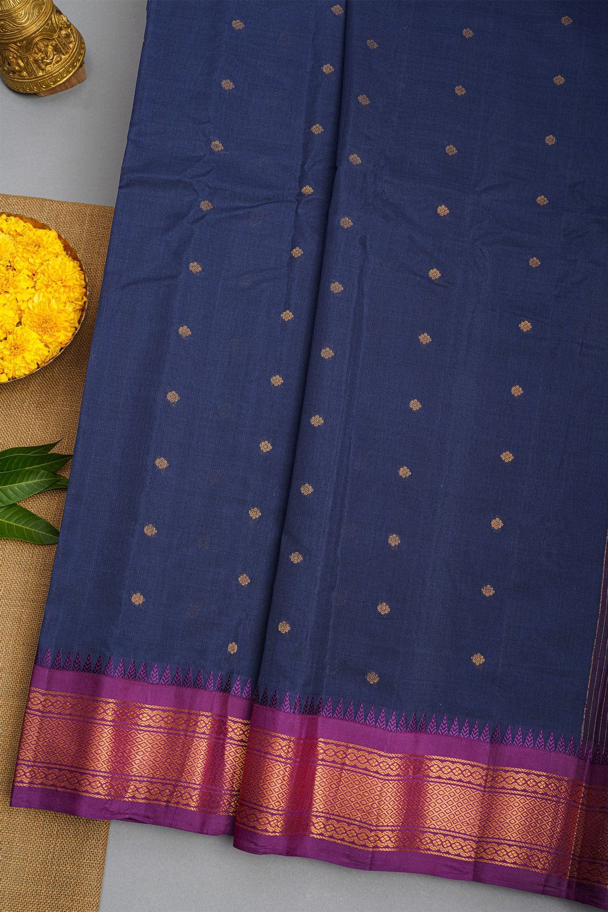 Gadwal Silk Navy Blue Saree