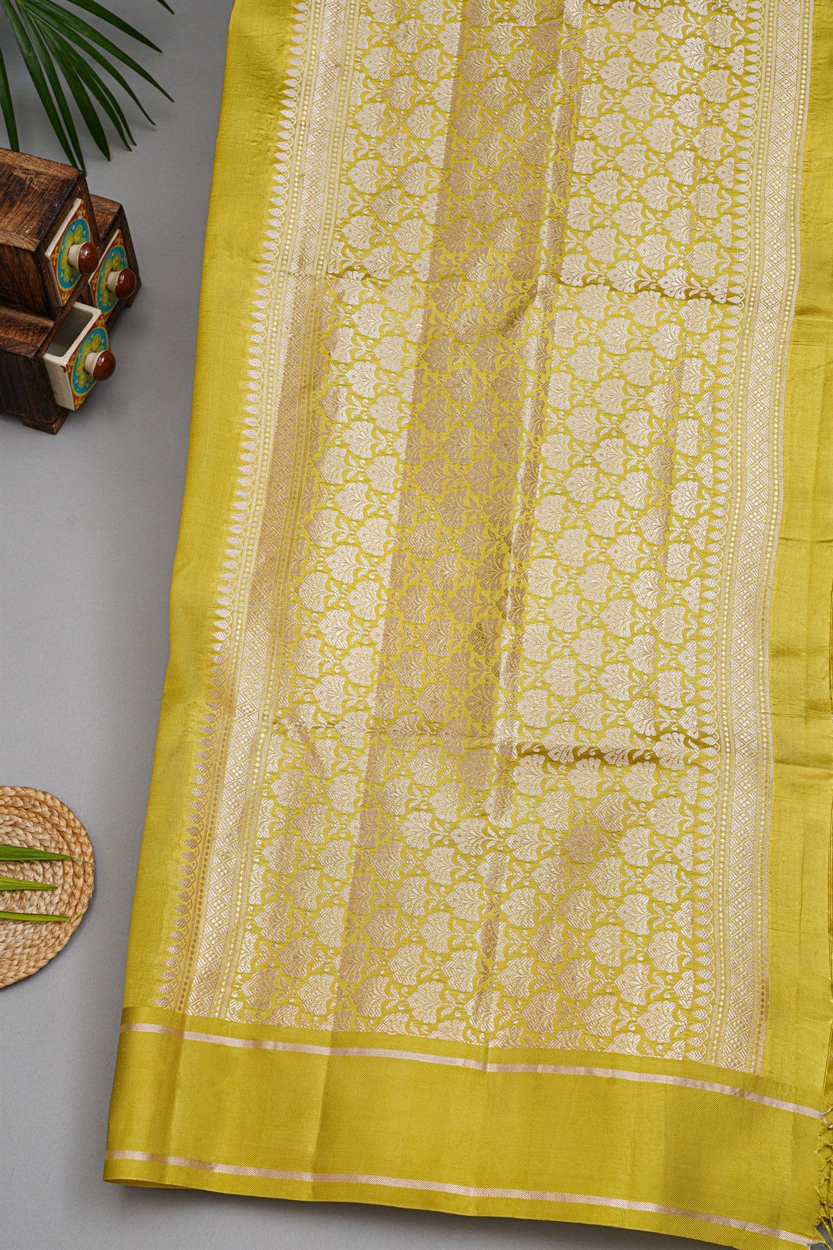 Fancy Matka Silk Lime Yellow Saree