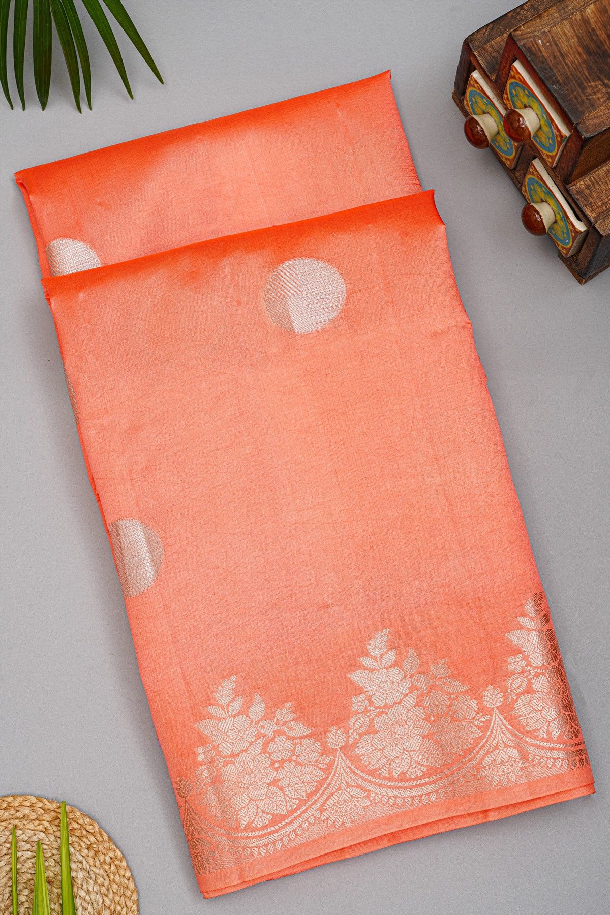 Fancy Matka Silk Dark Peach Saree