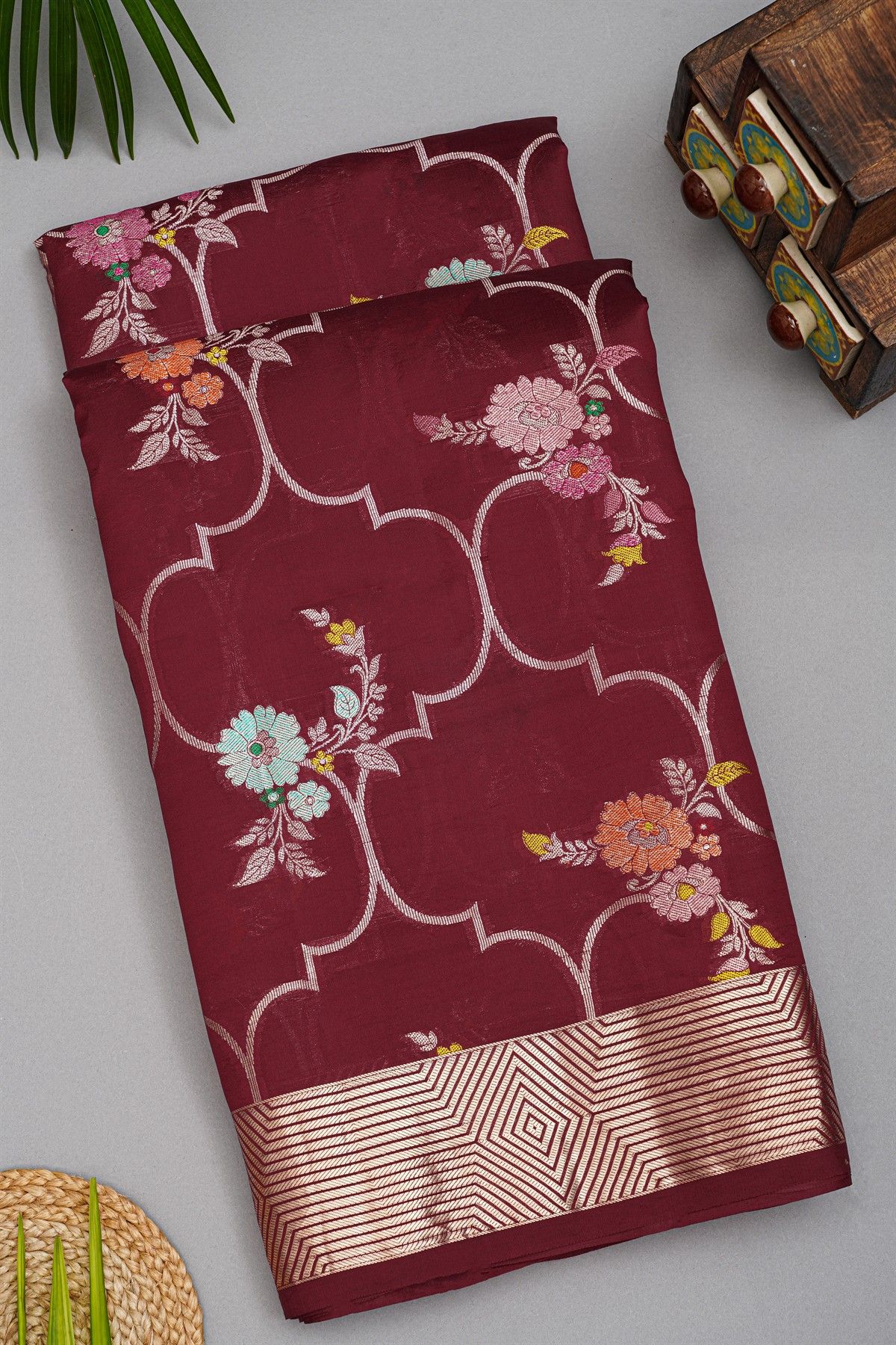 Fancy Matka Silk Maroon Saree