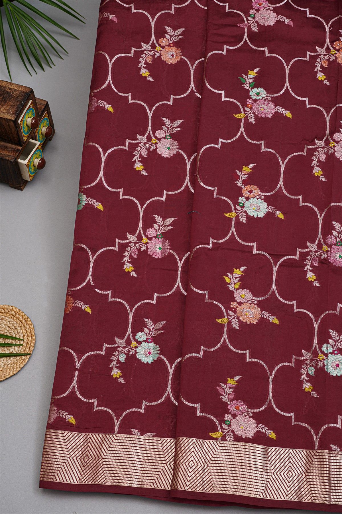 Fancy Matka Silk Maroon Saree