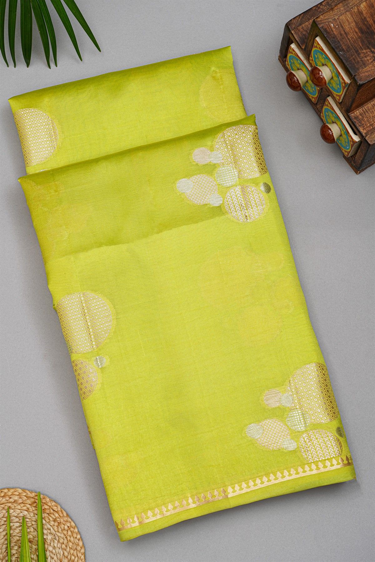 Fancy Matka Silk Parrot Green Saree