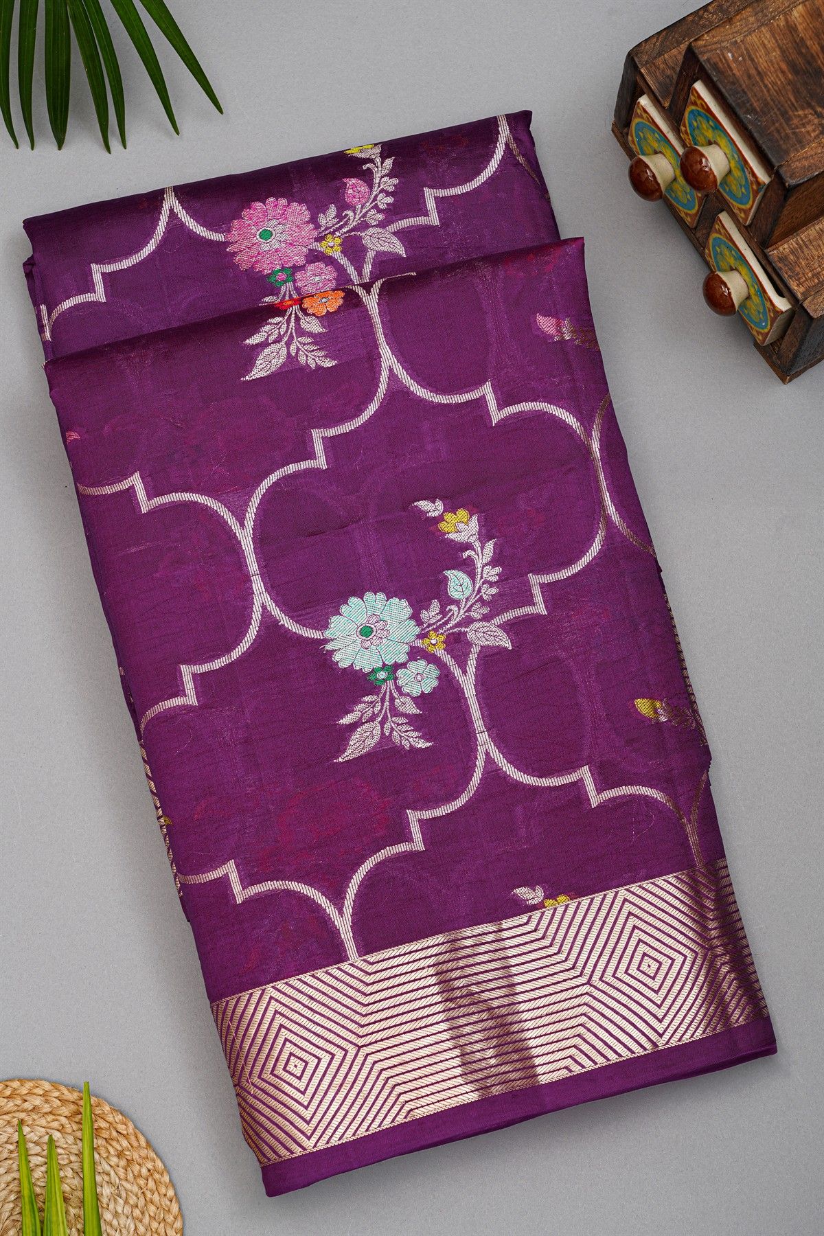 Fancy Matka Silk Purple Saree
