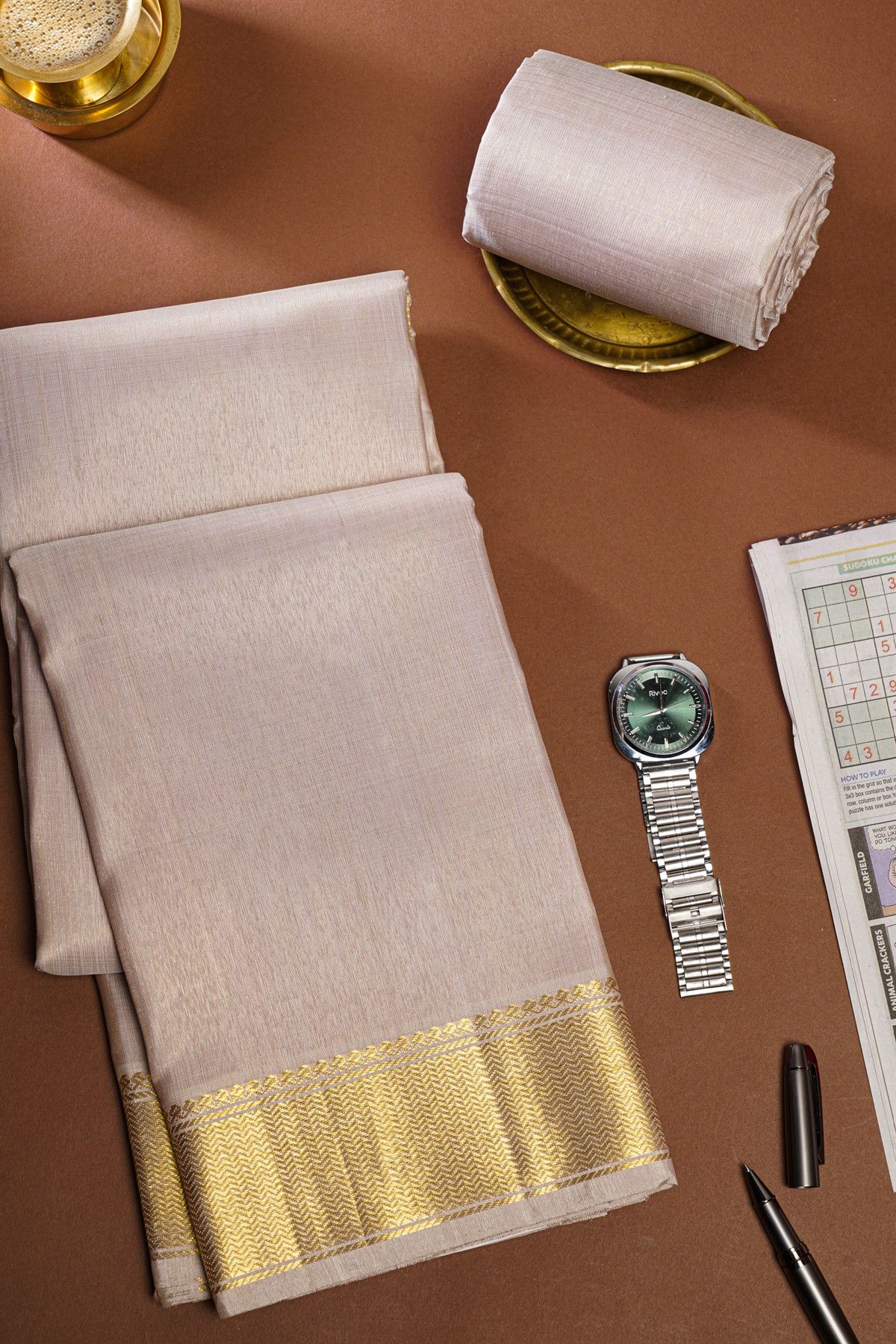 Kancheepuram Silk Lavender Dhoti