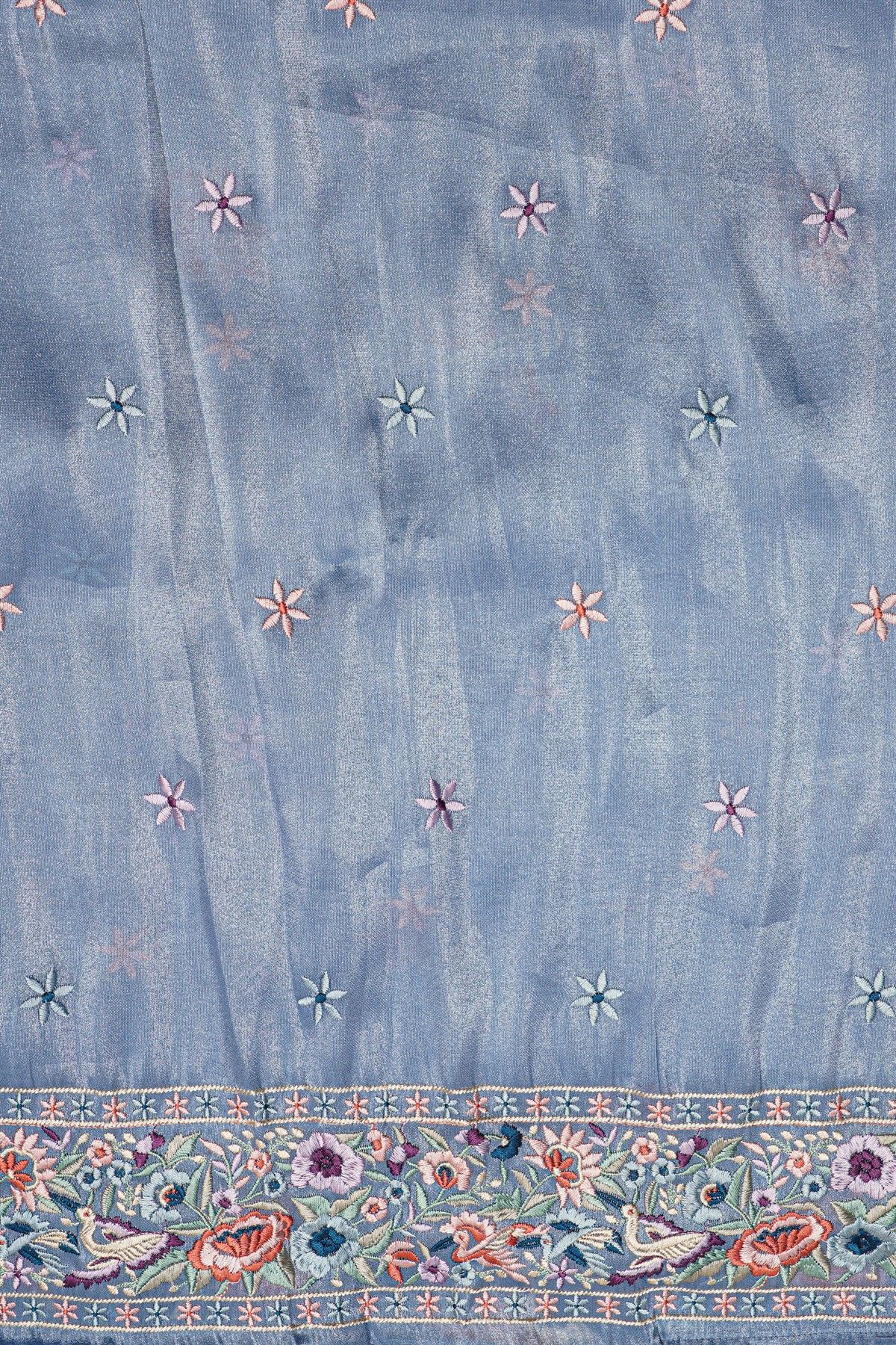 Fancy Kora Powder Blue Saree