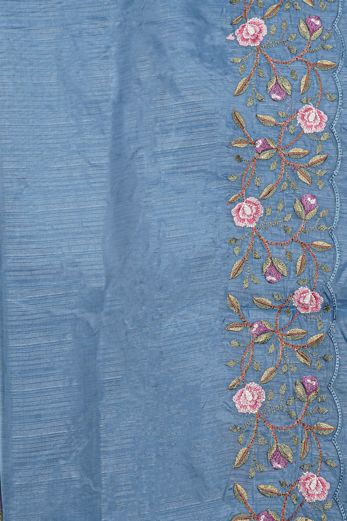 Fancy Kora Sea Blue Saree