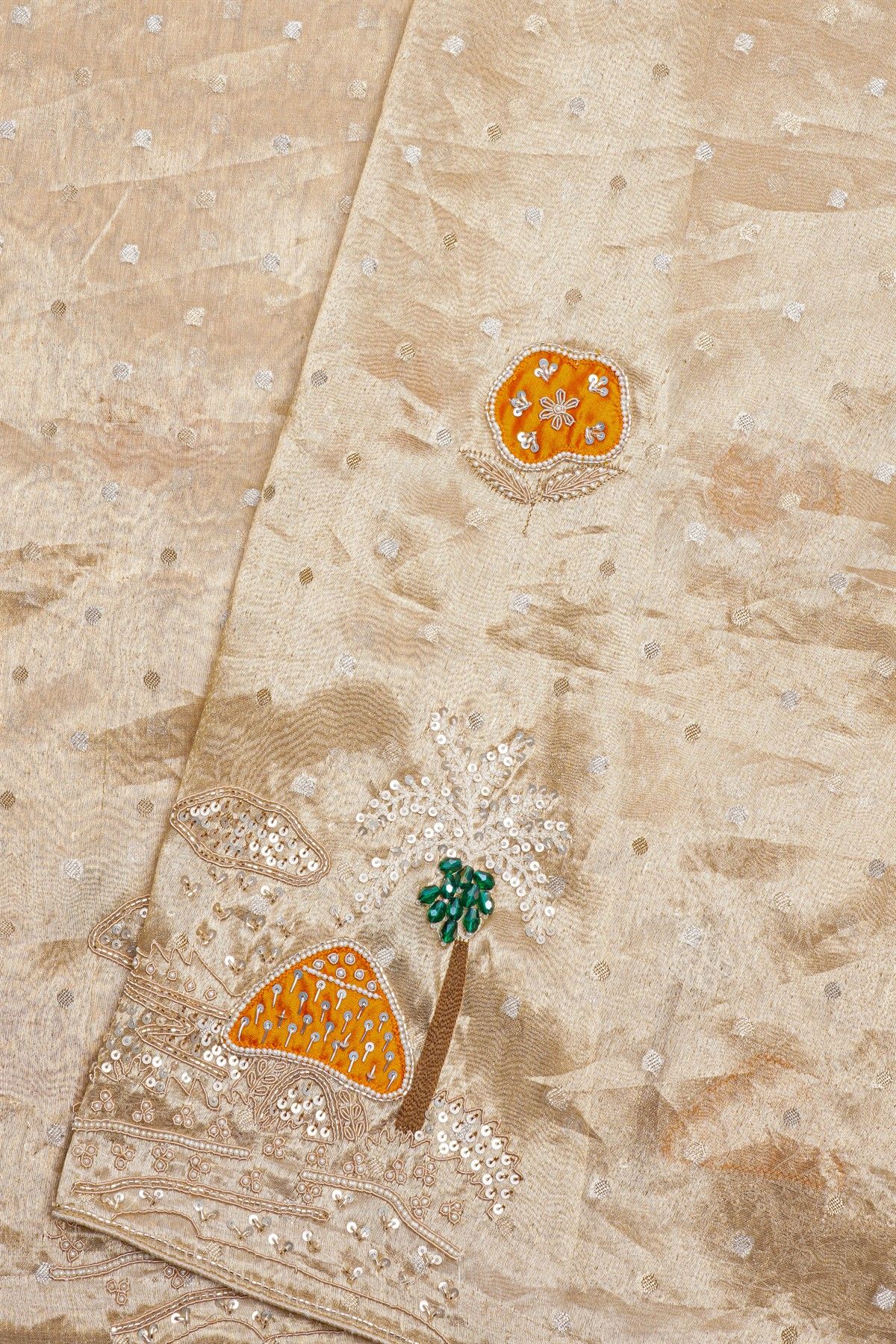 Fancy Tissue Cream Saree