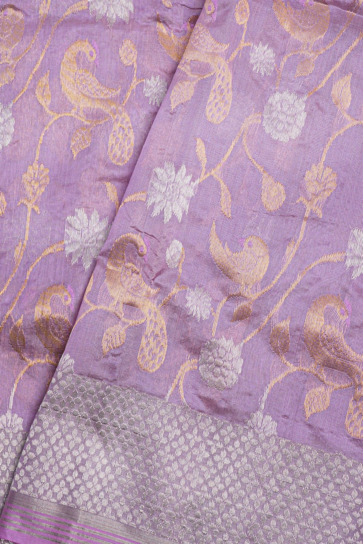 Chanderi Sico Purple Saree