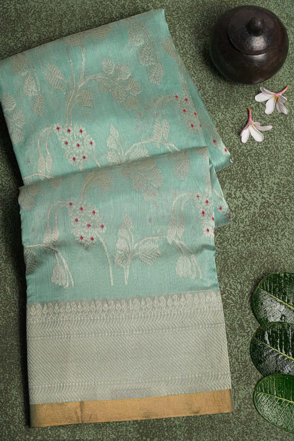 Chanderi Sico Blue Saree