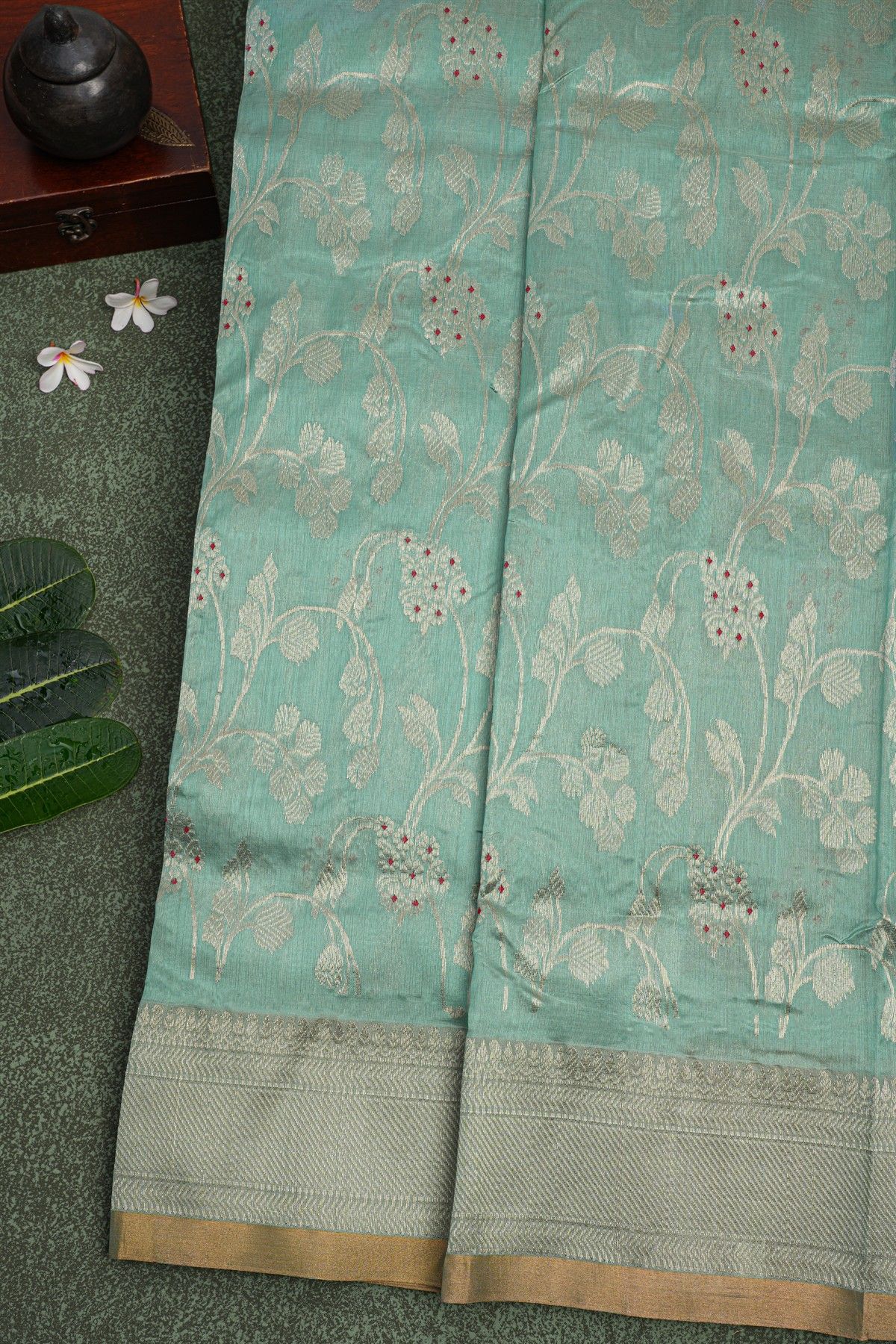 Chanderi Sico Blue Saree