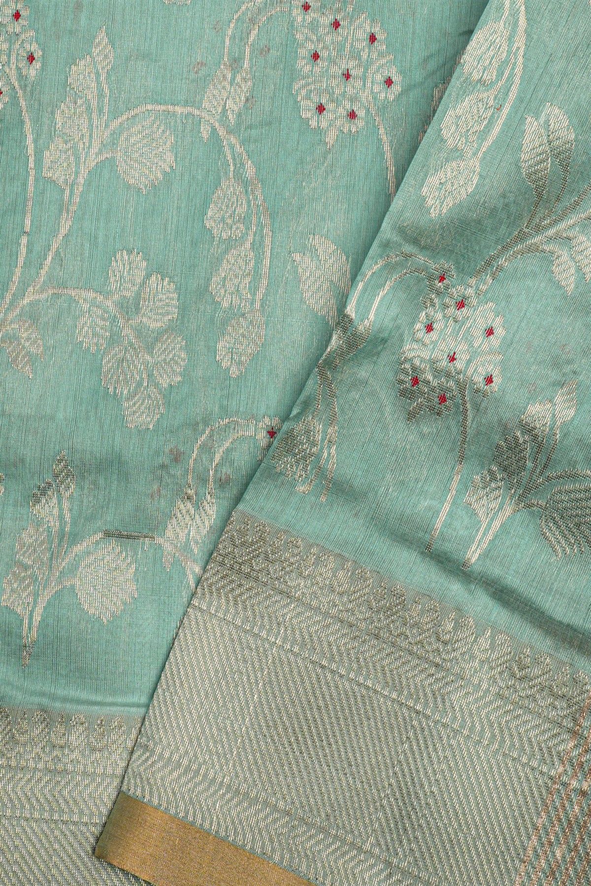 Chanderi Sico Blue Saree