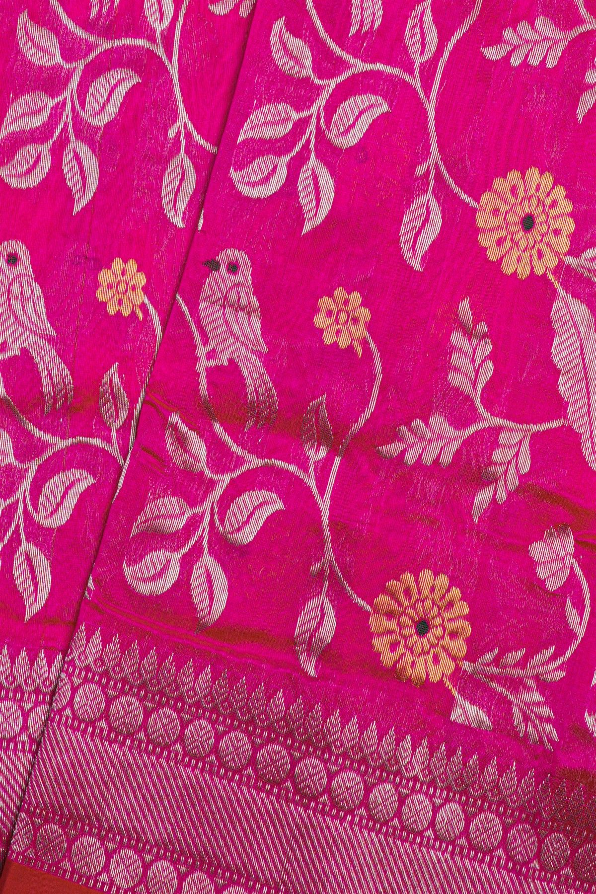 Chanderi Sico Pink Saree