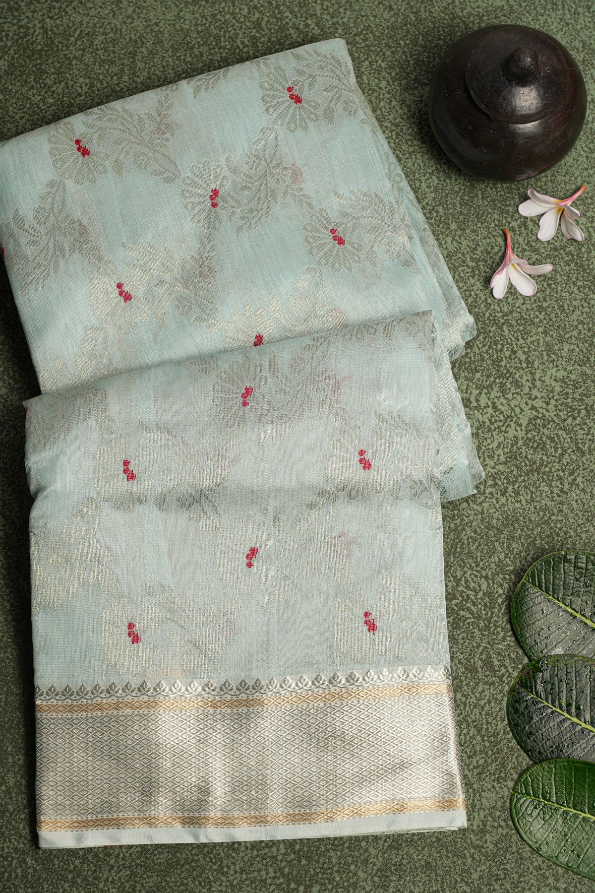 Chanderi Sico Sea Foam Green Saree