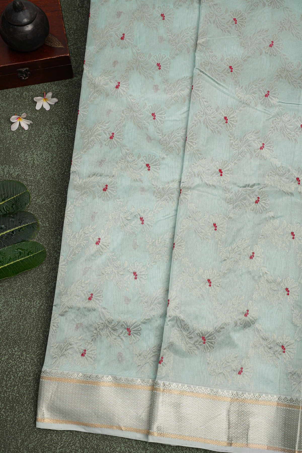 Chanderi Sico Sea Foam Green Saree