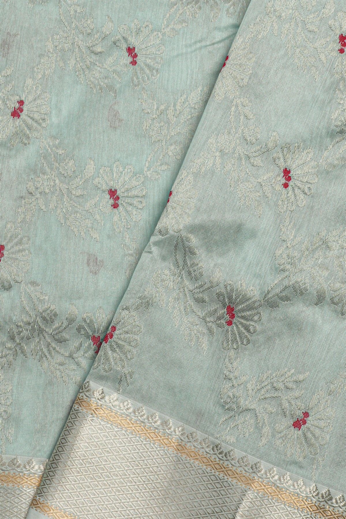 Chanderi Sico Sea Foam Green Saree