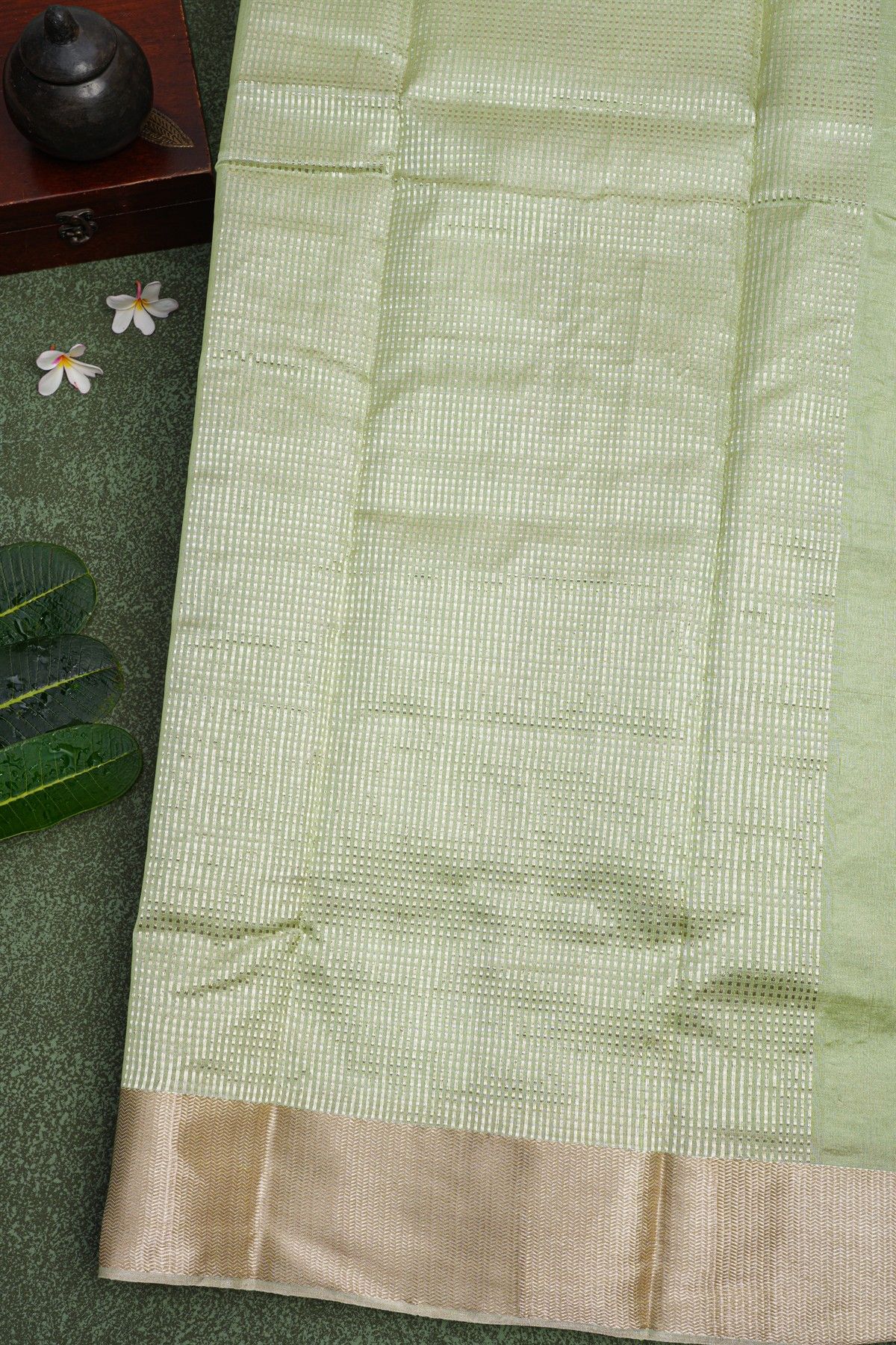 Chanderi Sico Pale Green Saree