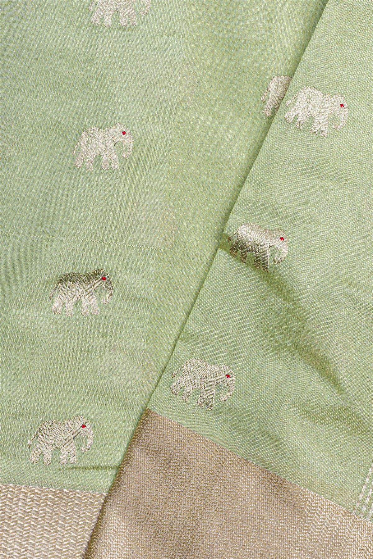 Chanderi Sico Pale Green Saree