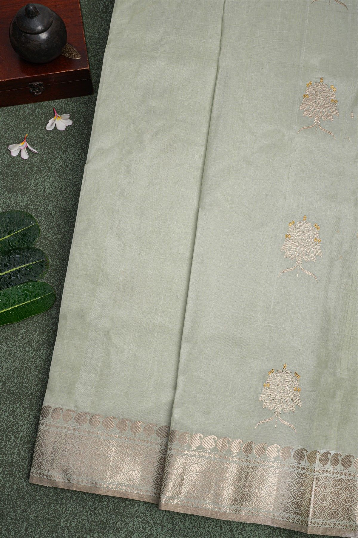 Chanderi Sico Pista Green Saree