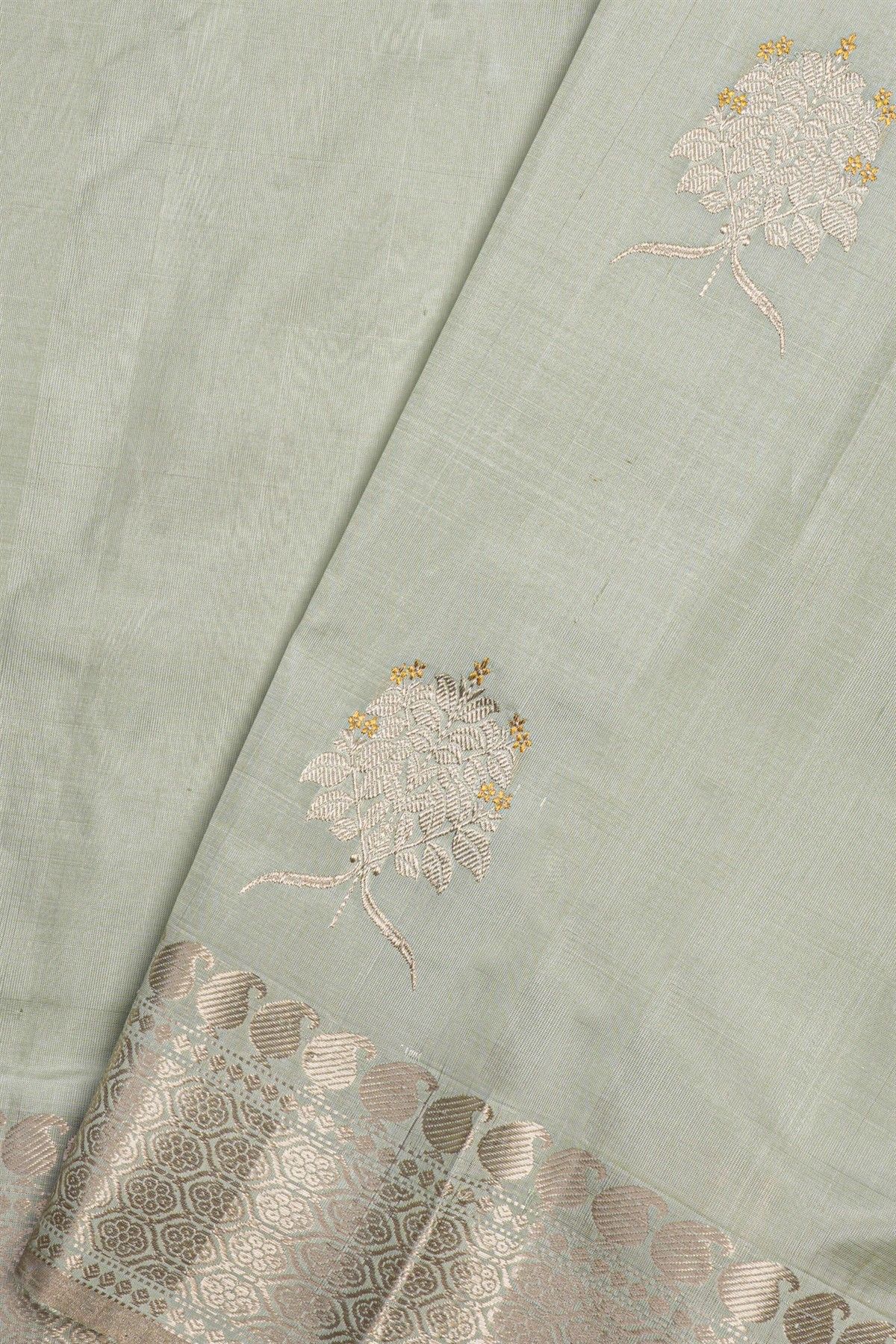 Chanderi Sico Pista Green Saree