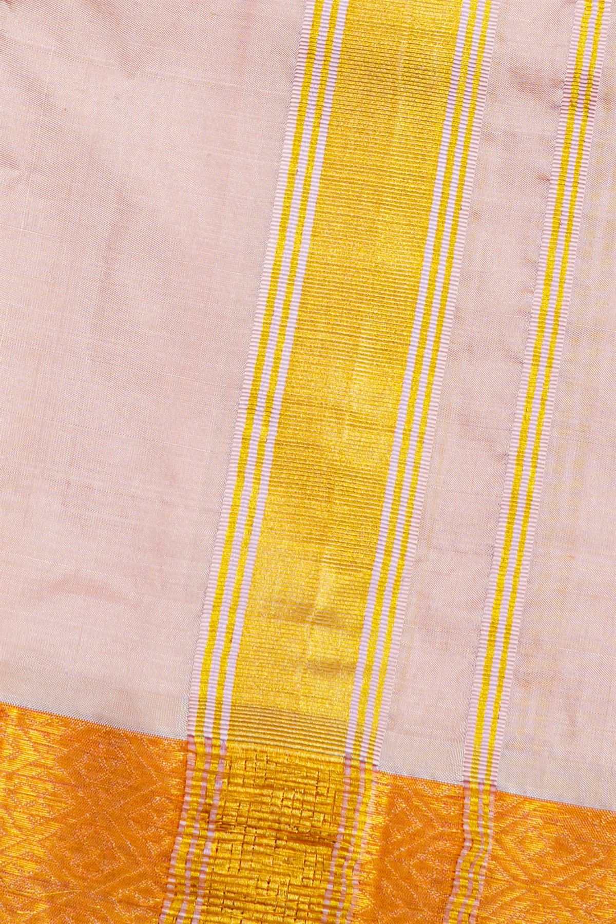 Kancheepuram Silk Baby Pink Dhoti And Shalya
