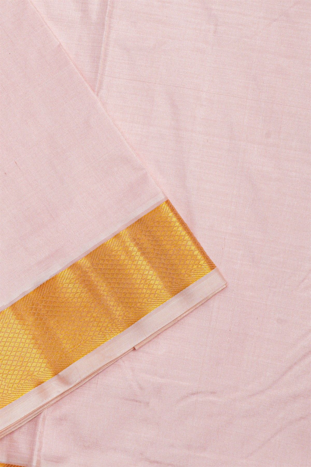 Kancheepuram Silk Baby Pink Dhoti And Shalya