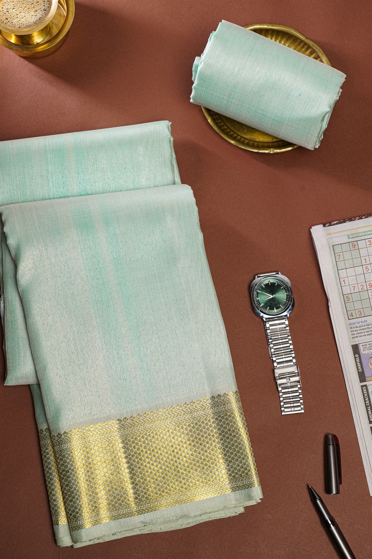 Kancheepuram Silk Sky Blue Dhoti