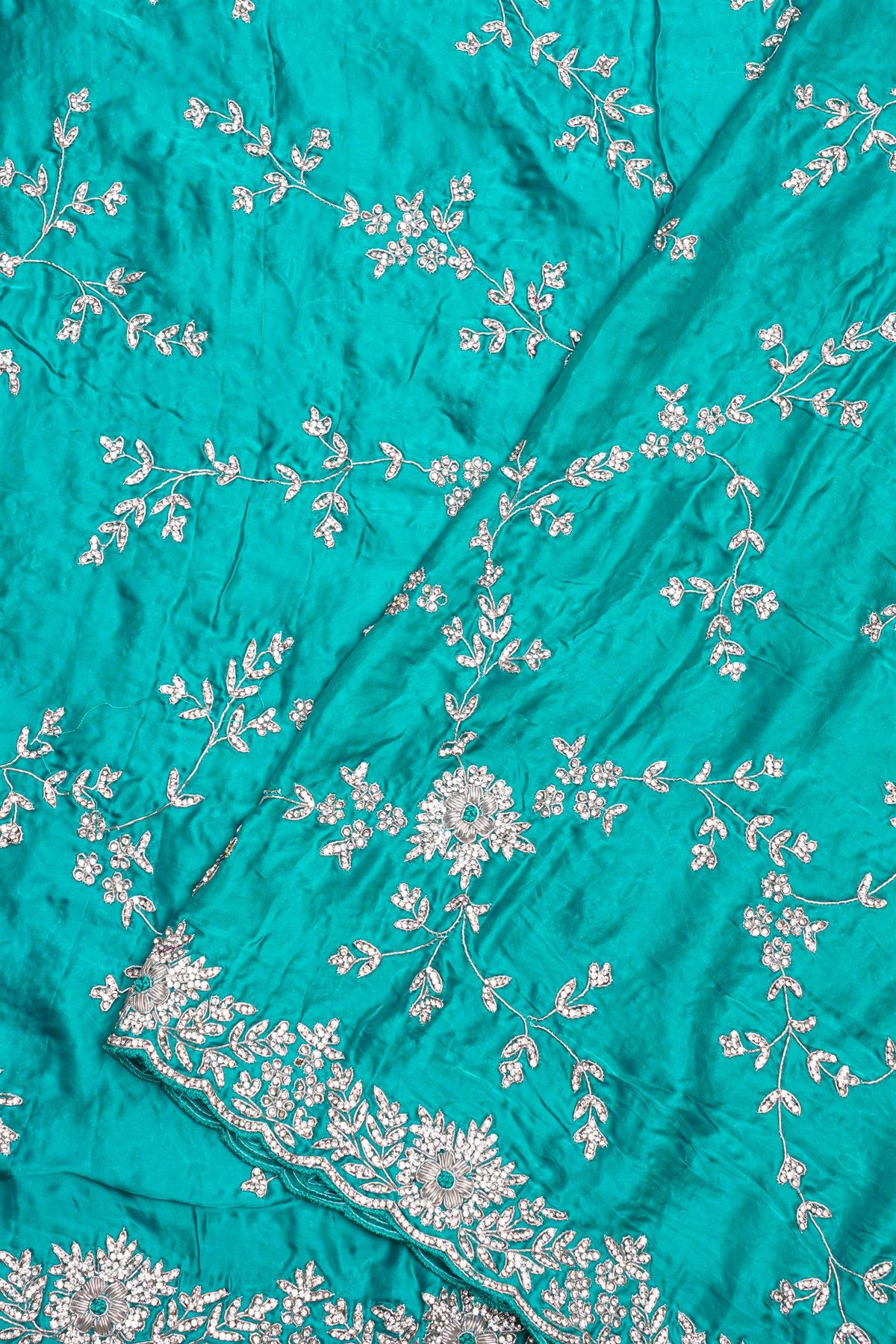 Fancy Crepe Sea Blue Saree