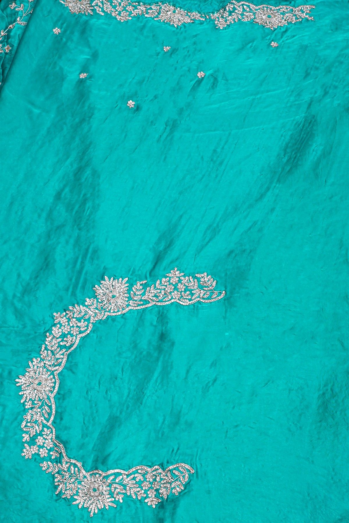 Fancy Crepe Sea Blue Saree