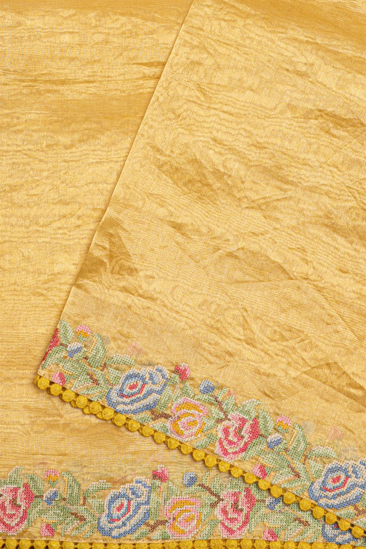 Fancy Tissue Yellow Saree