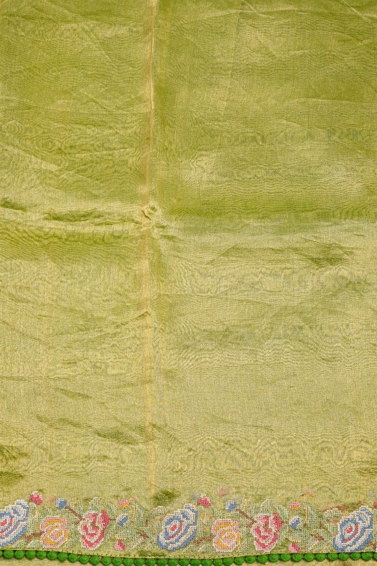 Fancy Tissue Parrot Green Saree