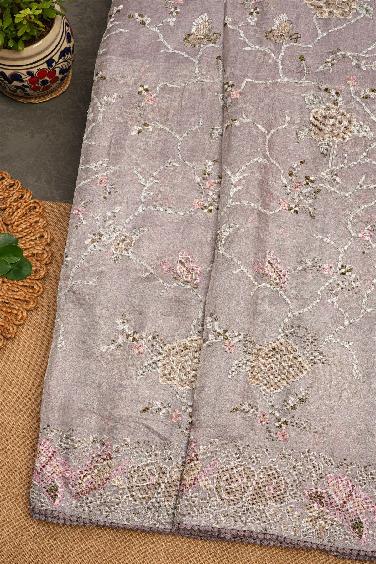 Fancy Tissue Lilac Saree