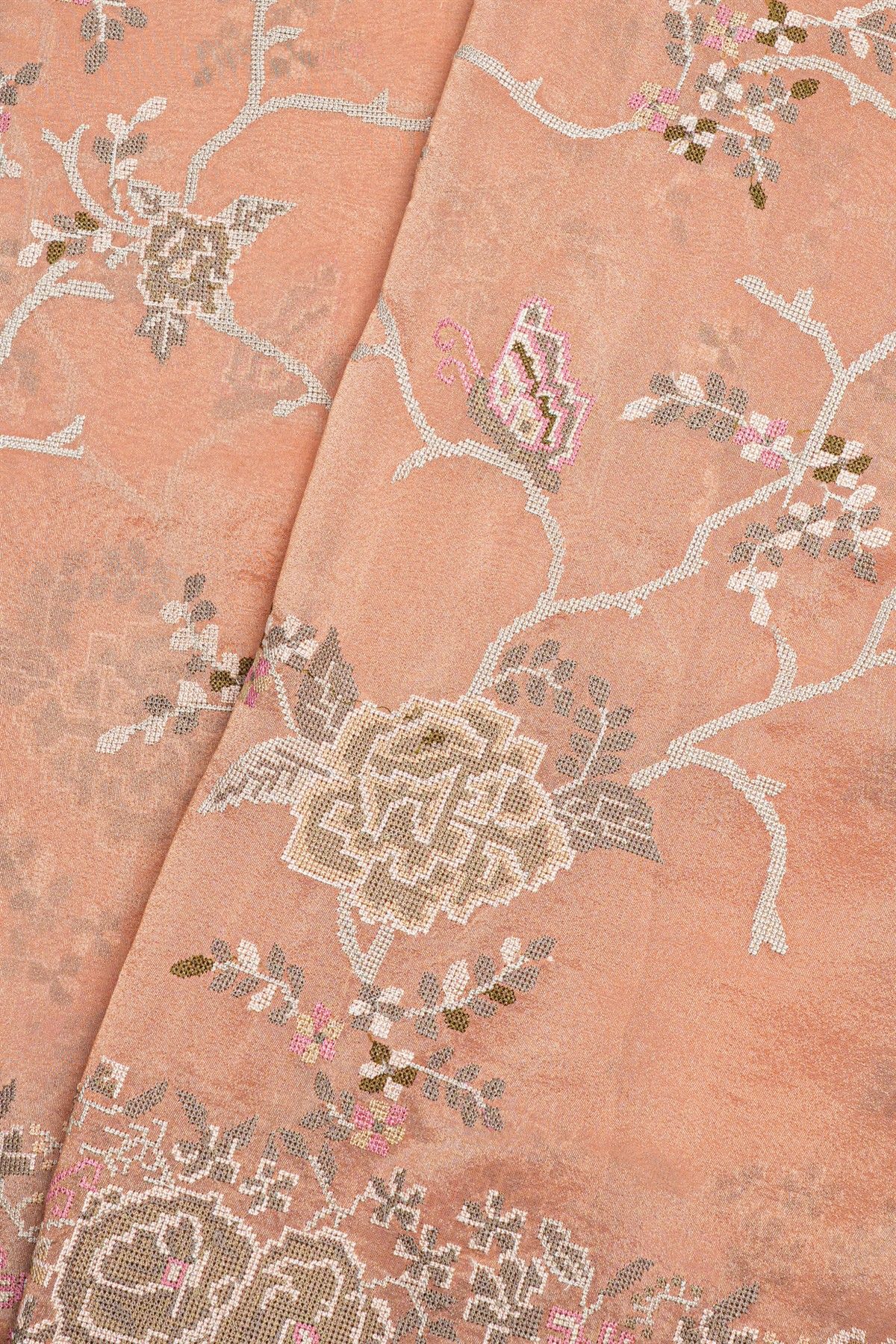 Fancy Tissue Peach Saree