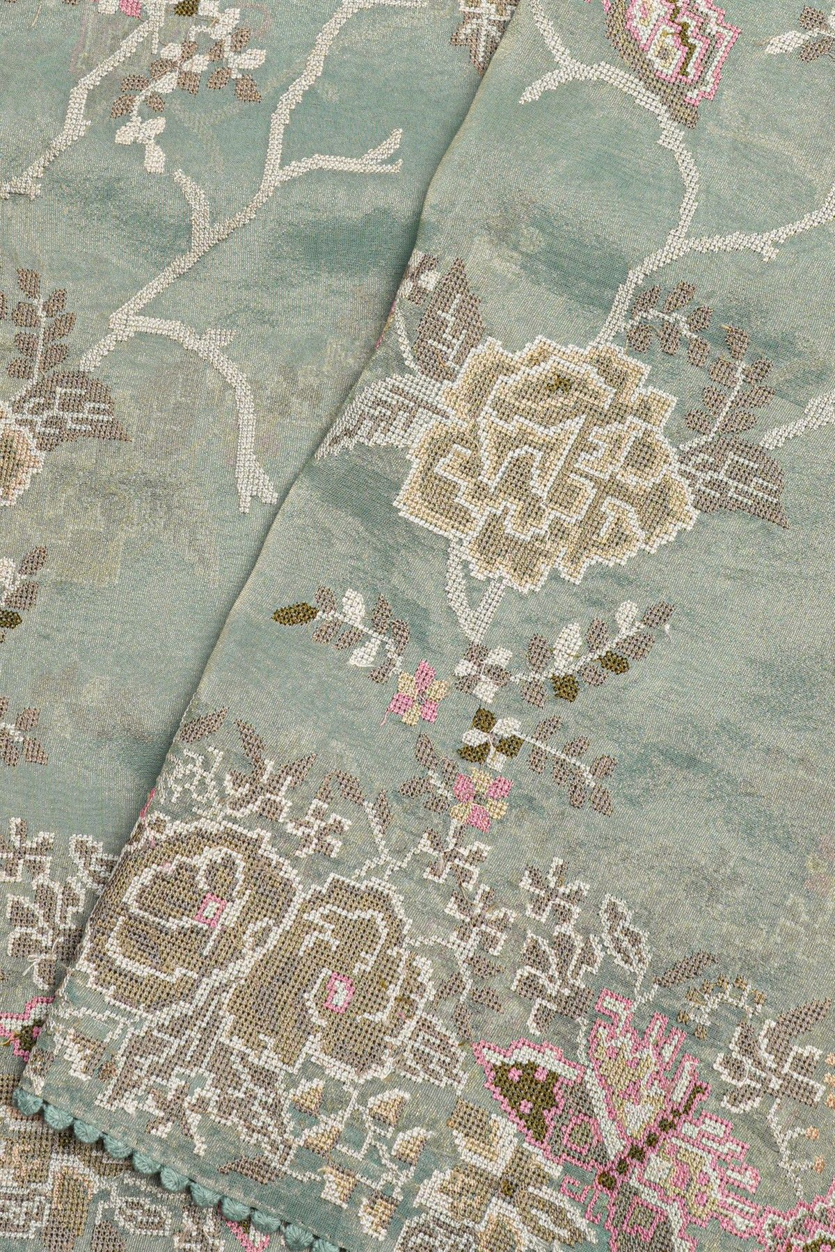 Fancy Tissue Sky Blue Saree