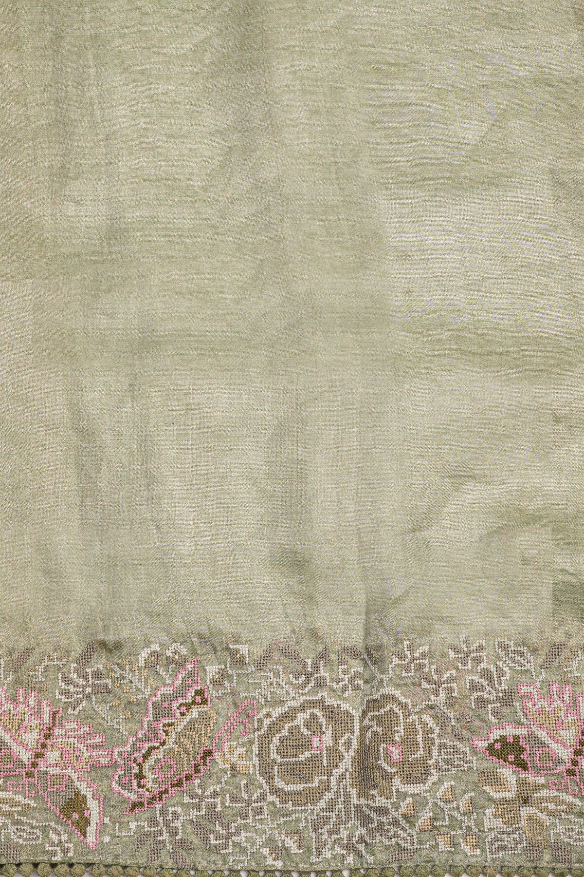 Fancy Tissue Sage Green Saree