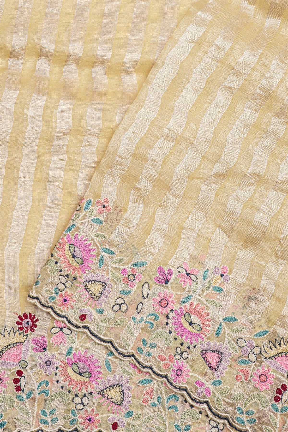 Fancy Tissue Cream Saree