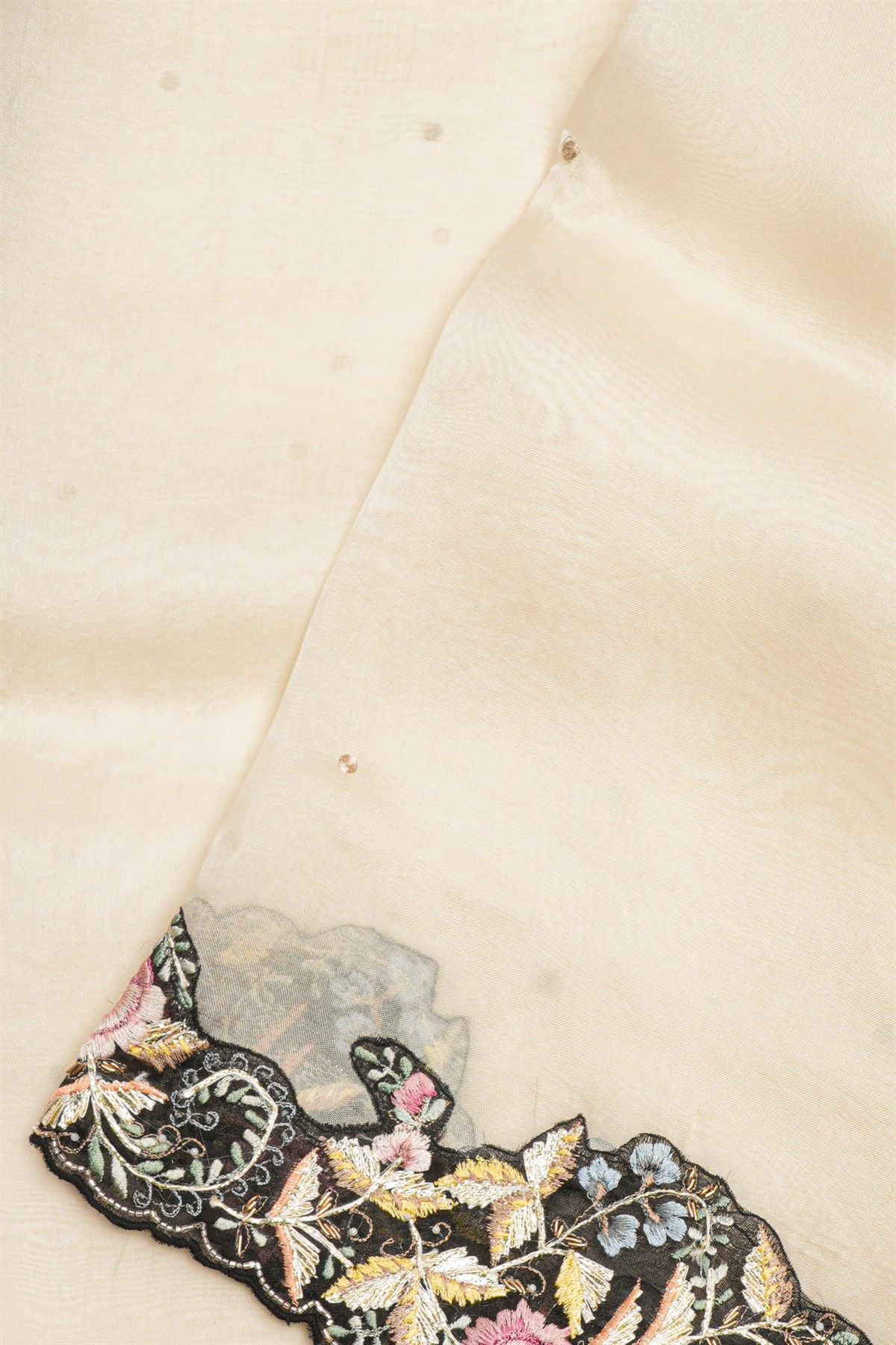 Fancy Tissue Cream Saree