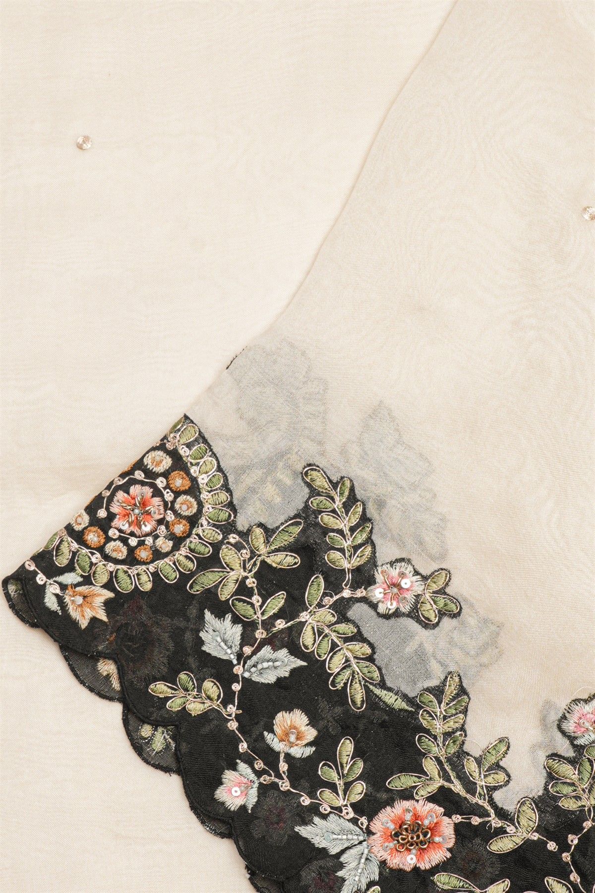 Fancy Tissue Cream Saree