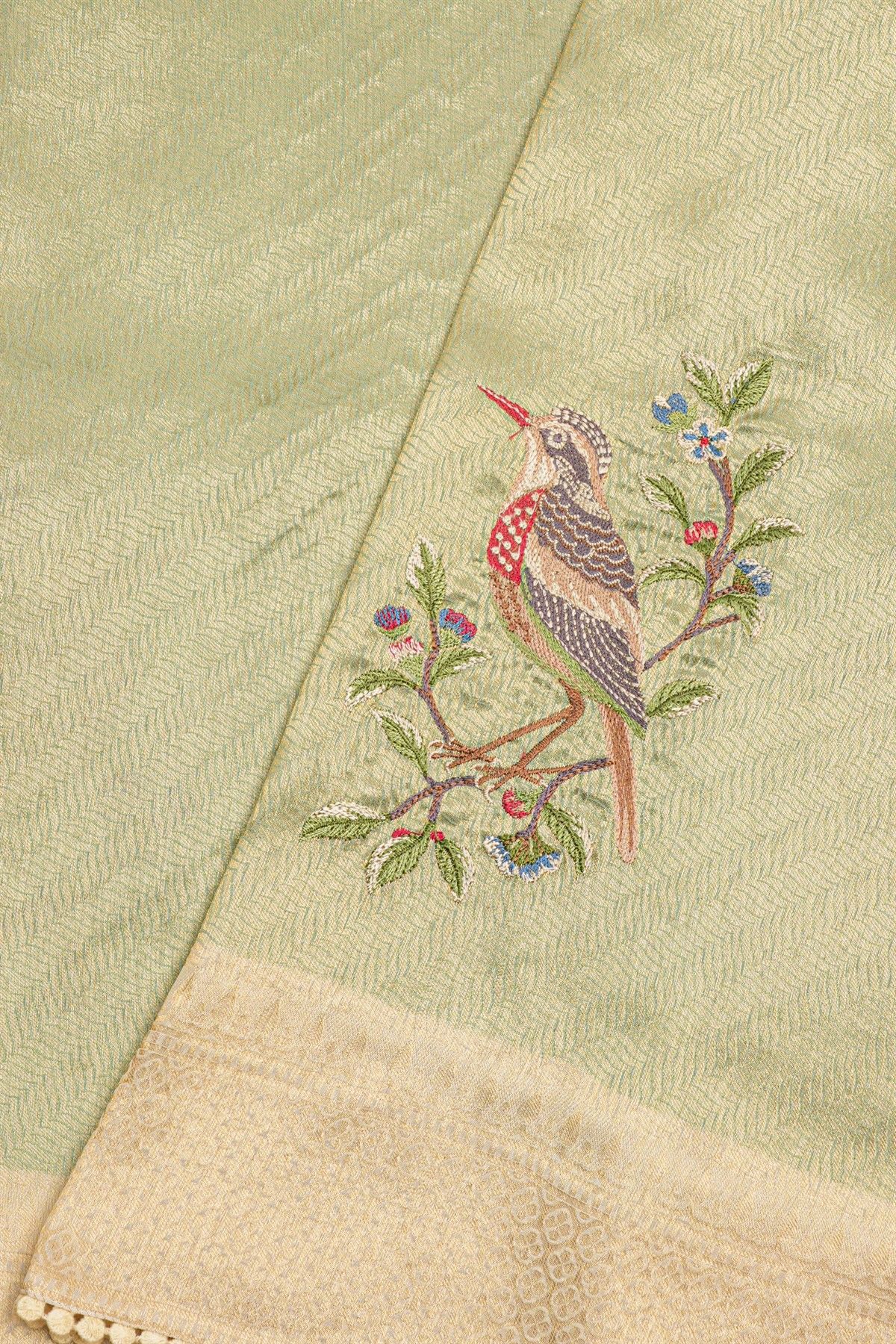 Fancy Tissue Light Green Saree