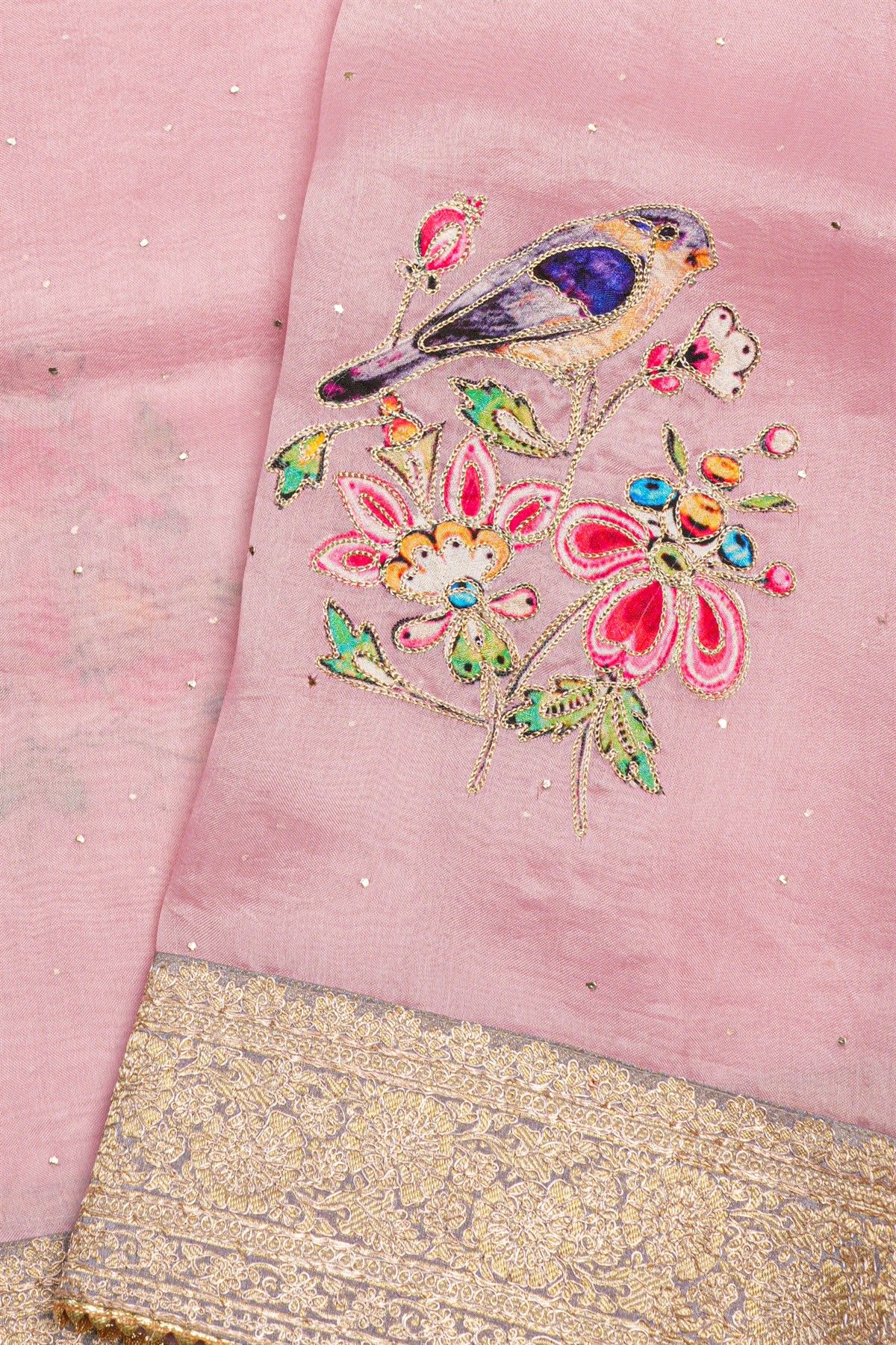 Fancy Tissue Pink Saree