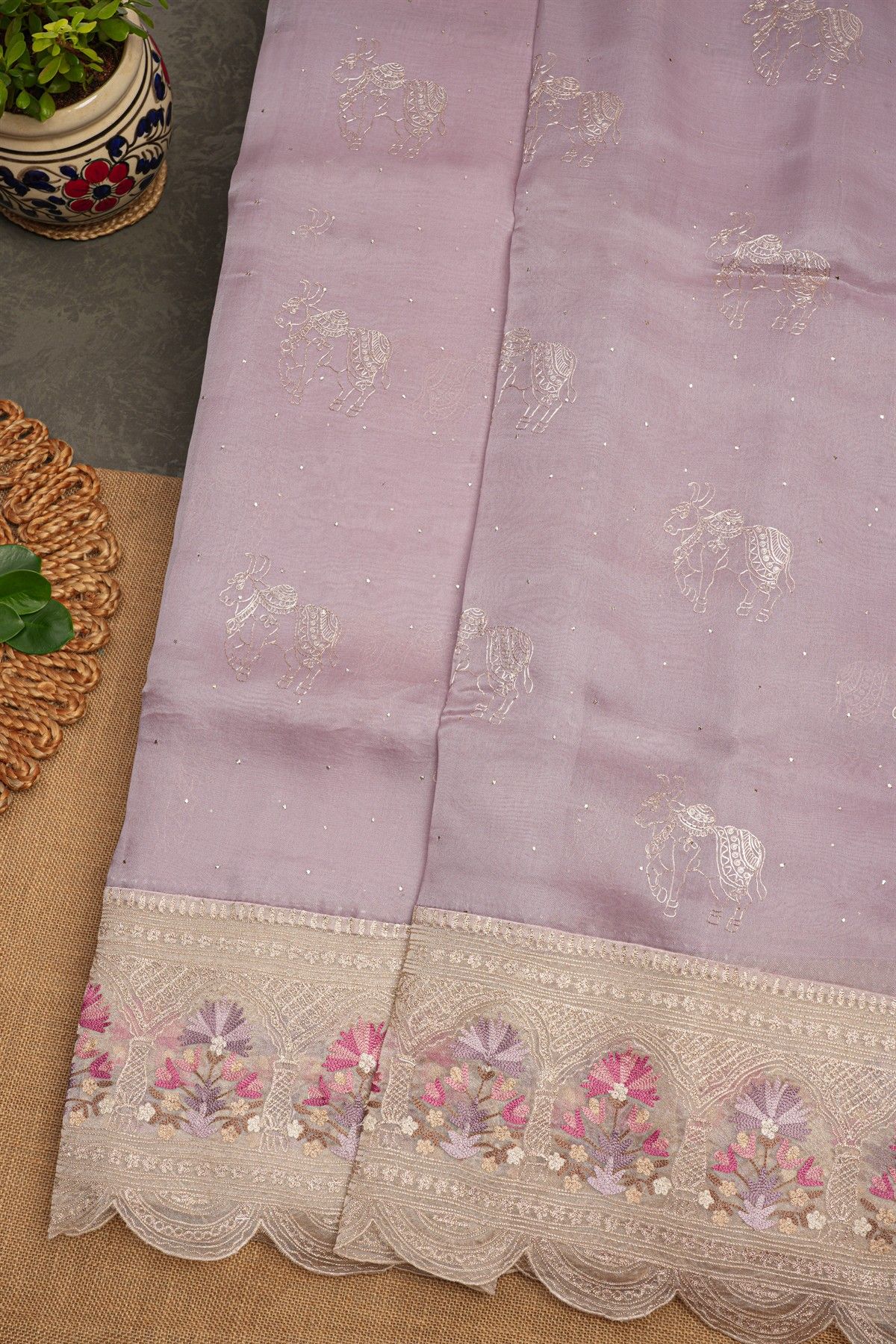 Fancy Tissue Lavender Saree