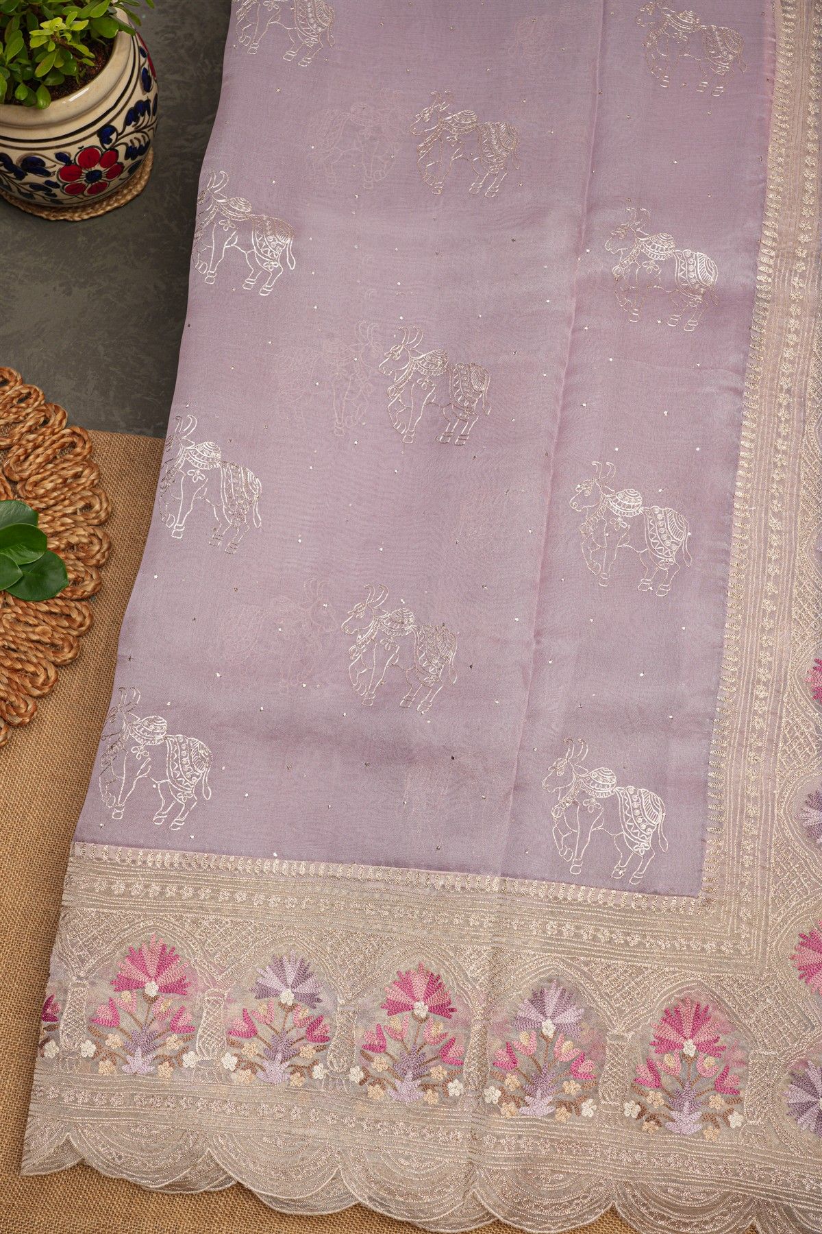 Fancy Tissue Lavender Saree