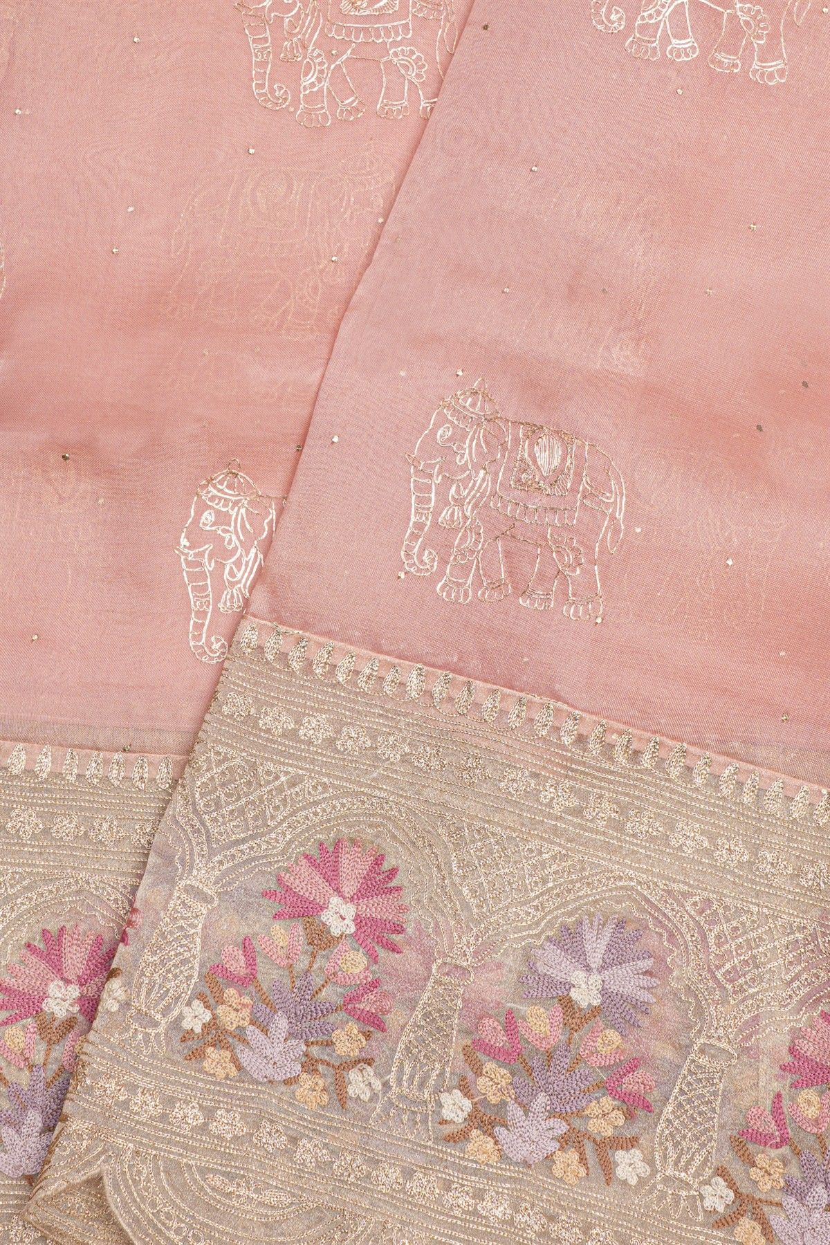 Fancy Tissue Baby Pink Saree