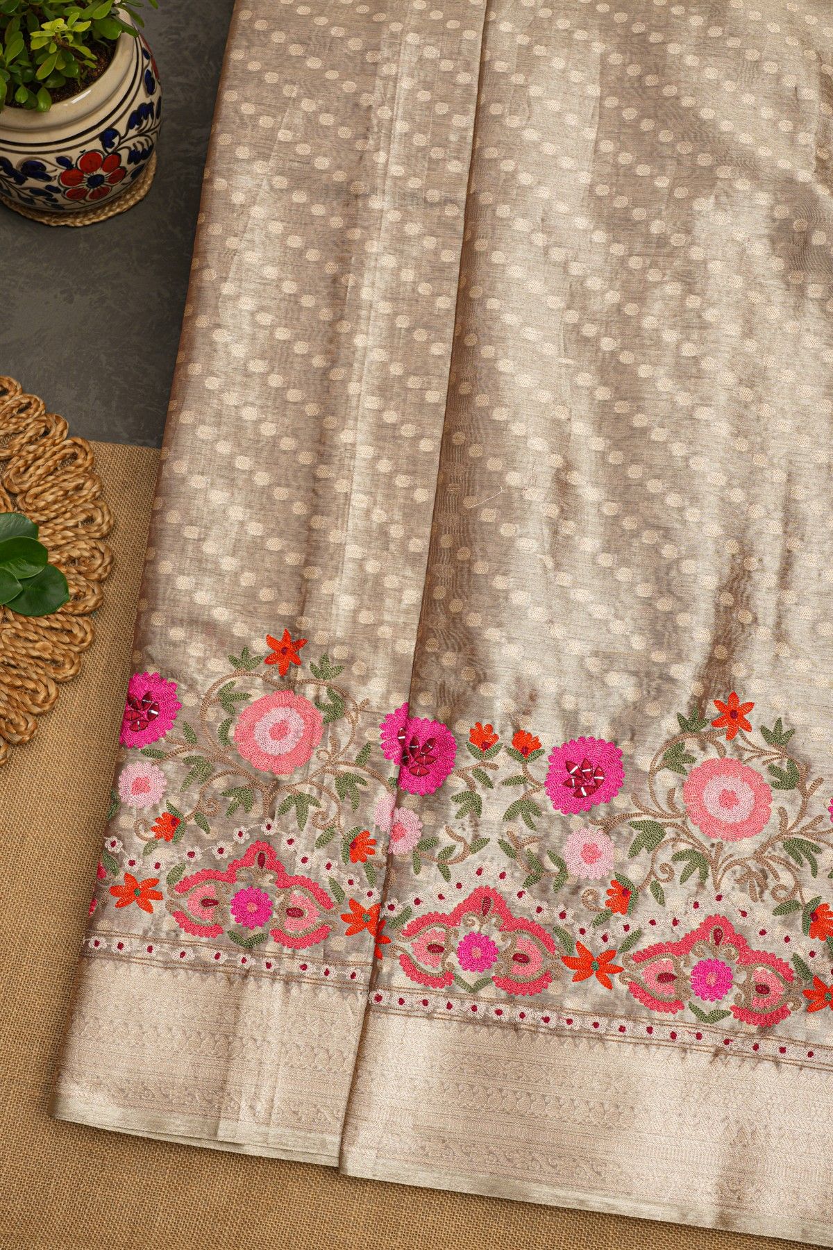 Fancy Tissue Dual Colour Saree