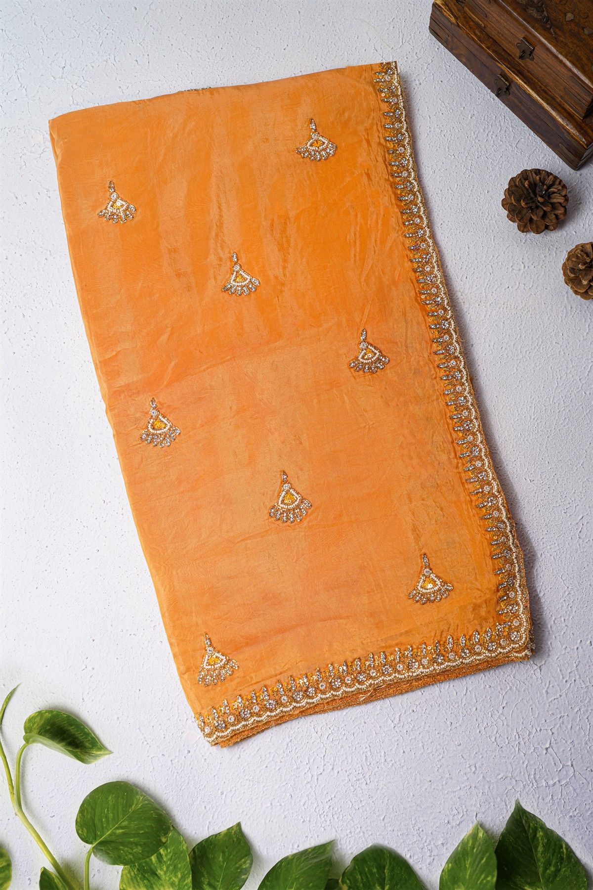 Fancy Kora Orange Saree