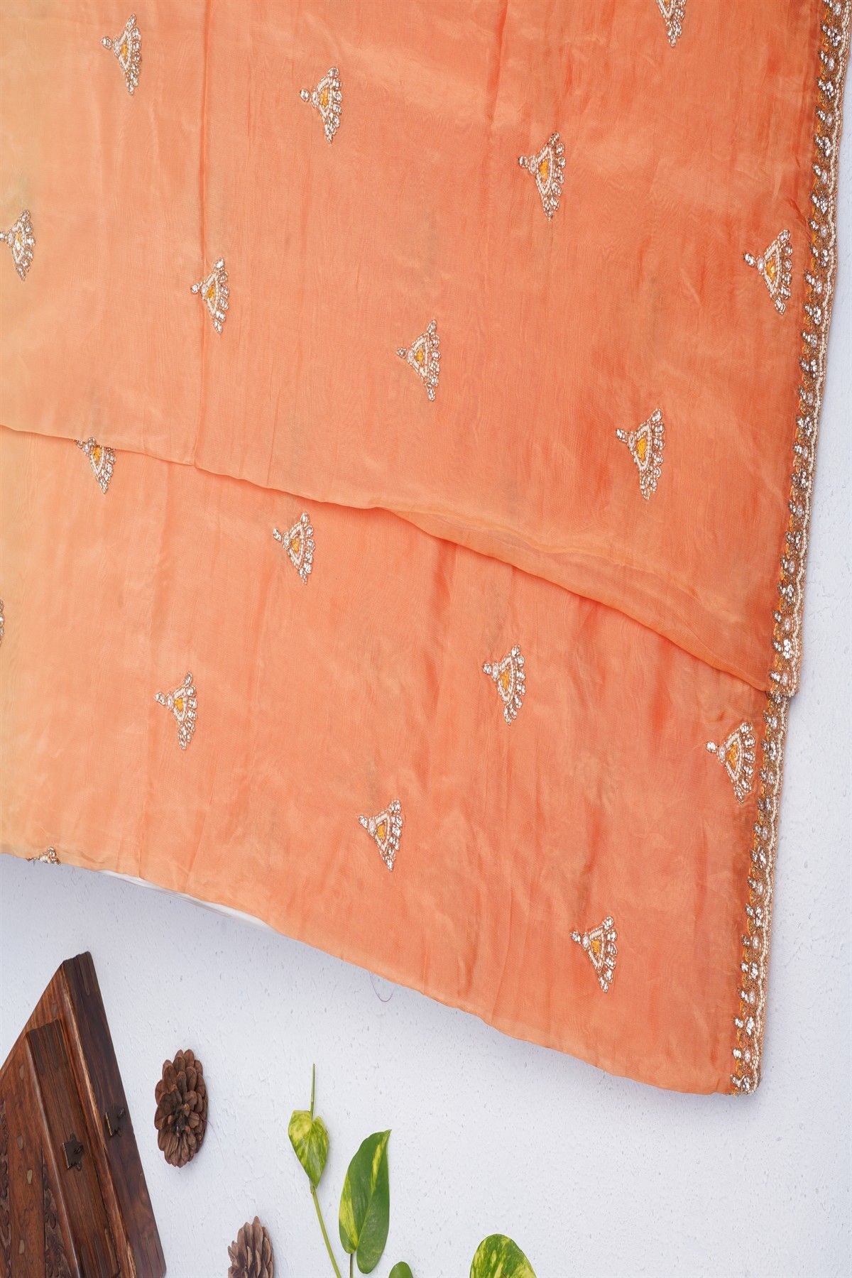 Fancy Kora Orange Saree