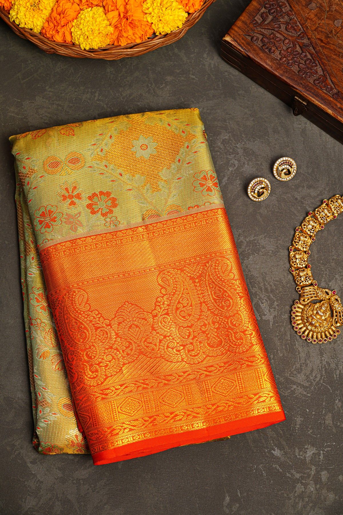 Kancheepuram Tissue Dual Colour Saree