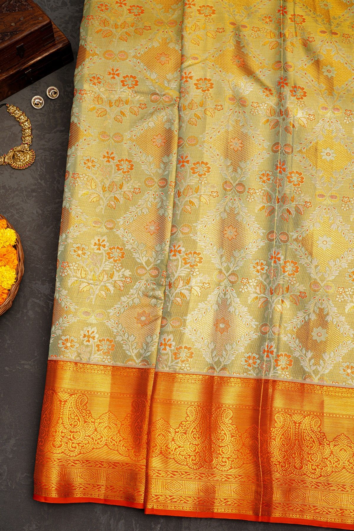 Kancheepuram Tissue Dual Colour Saree