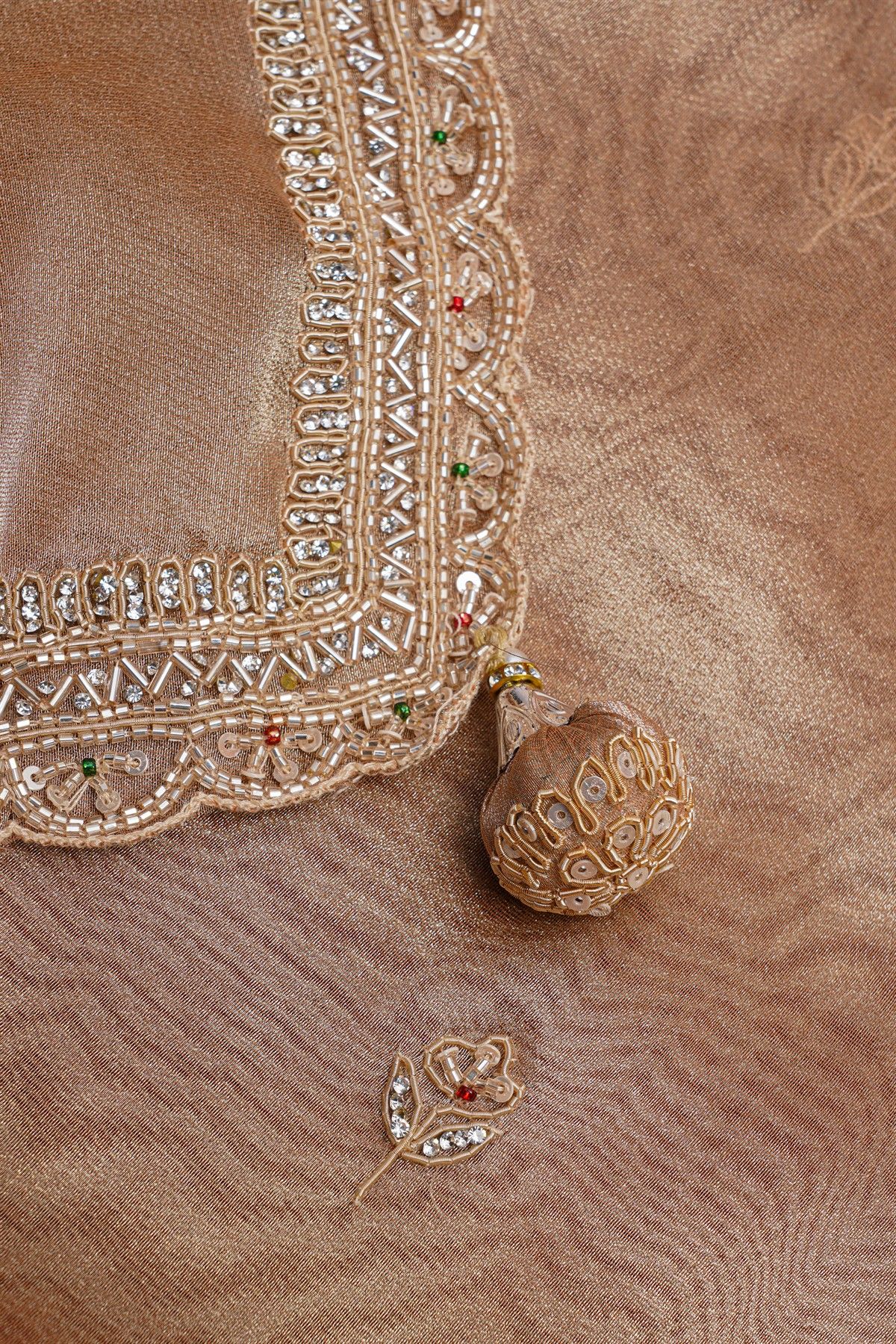 Fancy Tissue Cream Saree